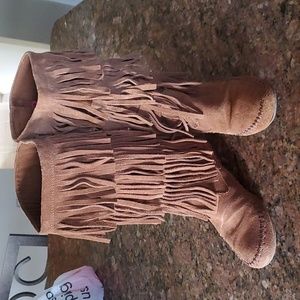 Lauren Conrad fringed brown boots. Size 6